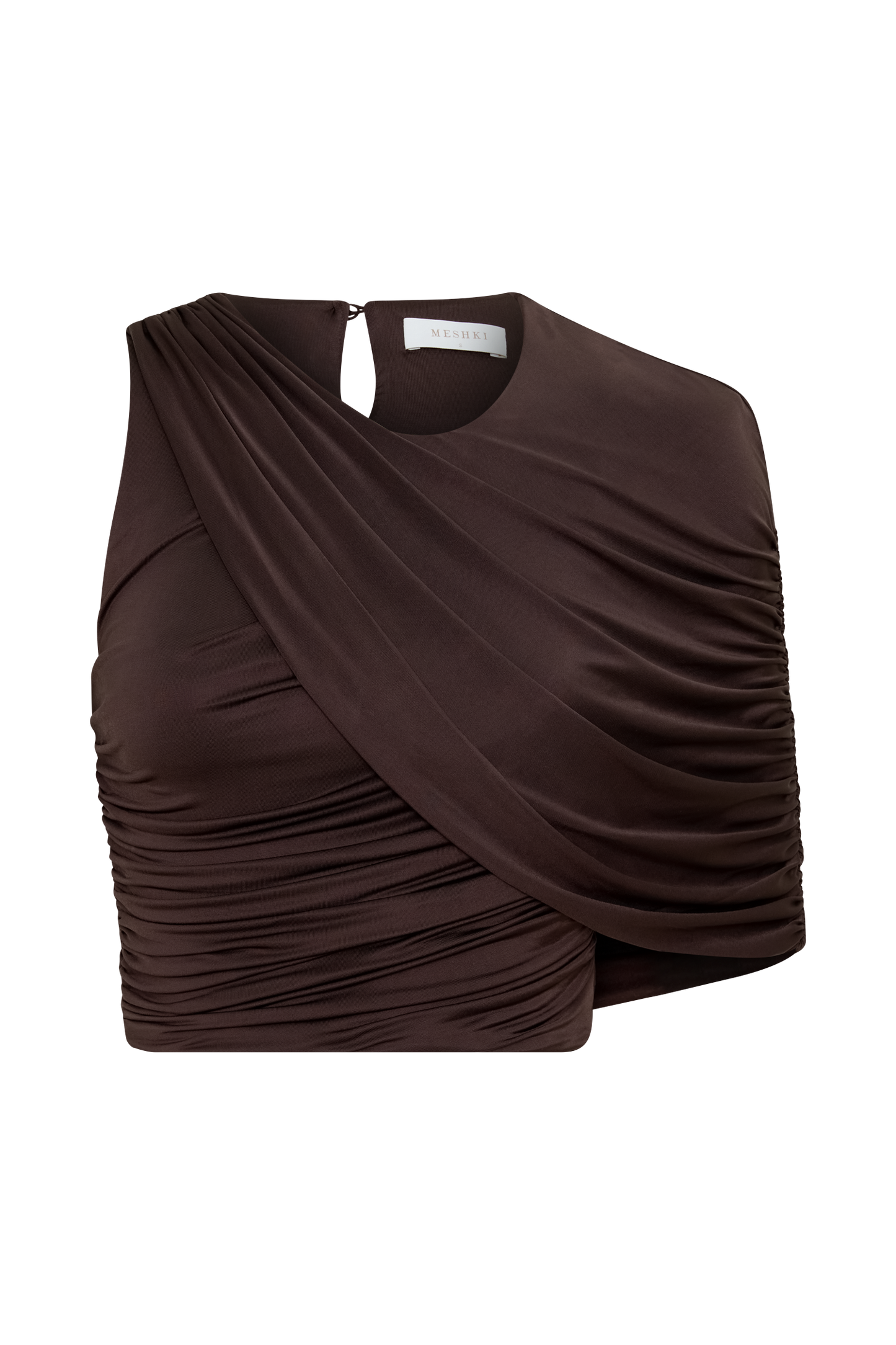 Adrienne One Shoulder Slinky Top - Chocolate