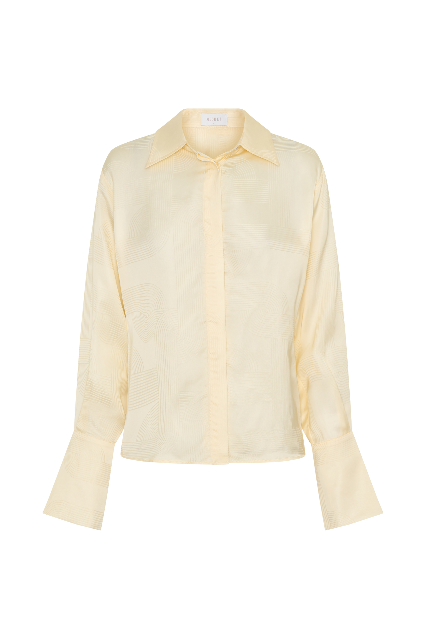 Gia Long Sleeve Satin Shirt - Buttermilk