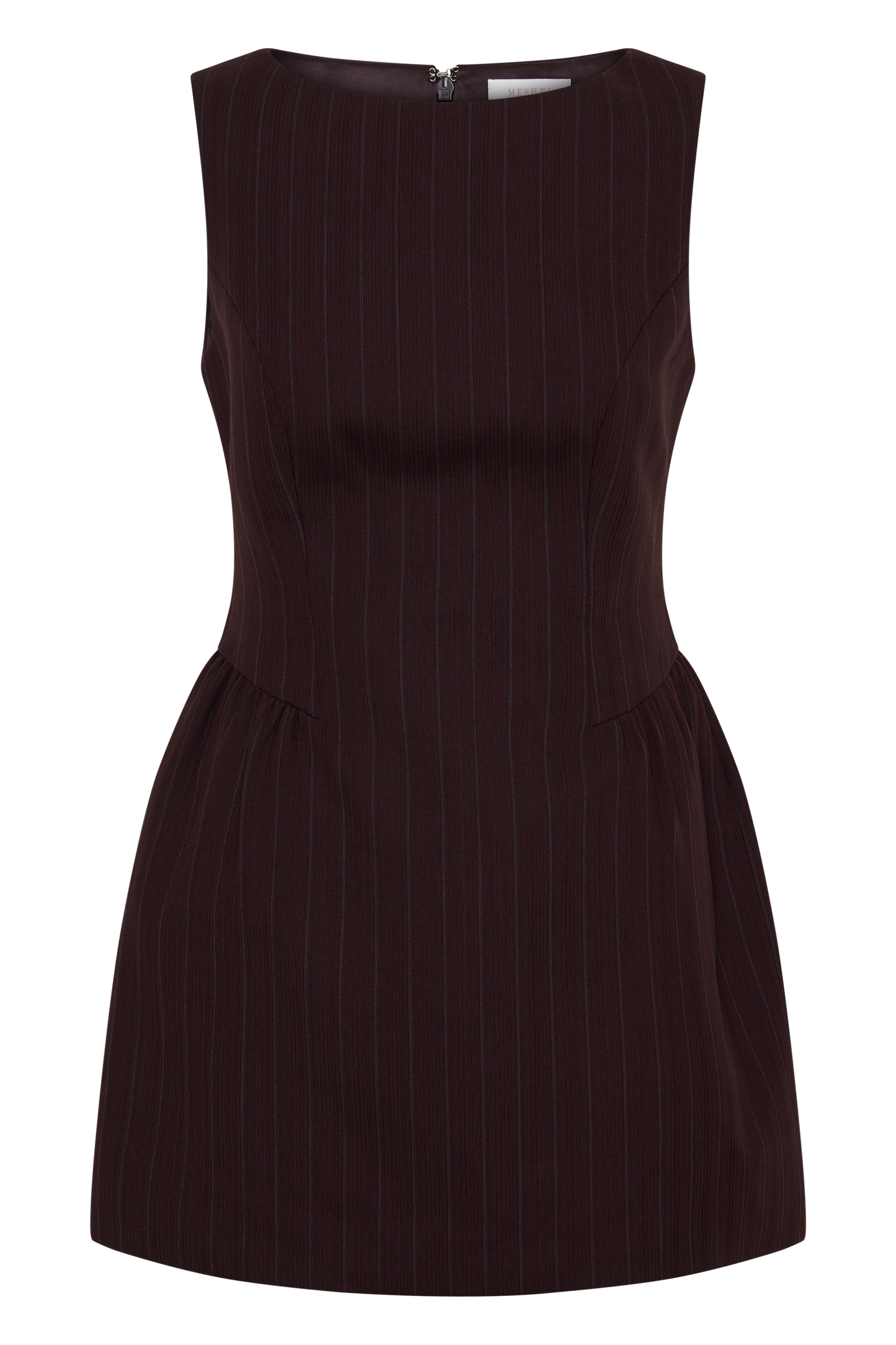 Hallie Boat Neck Mini Dress - Plum Pinstripe
