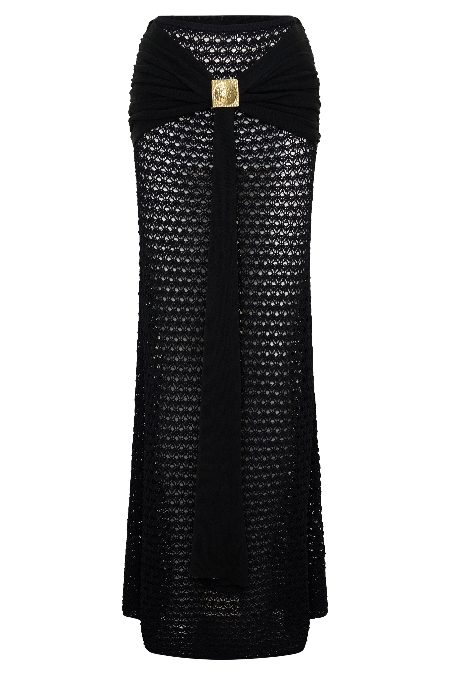 Mania Crochet Maxi Skirt With Hardware - Black