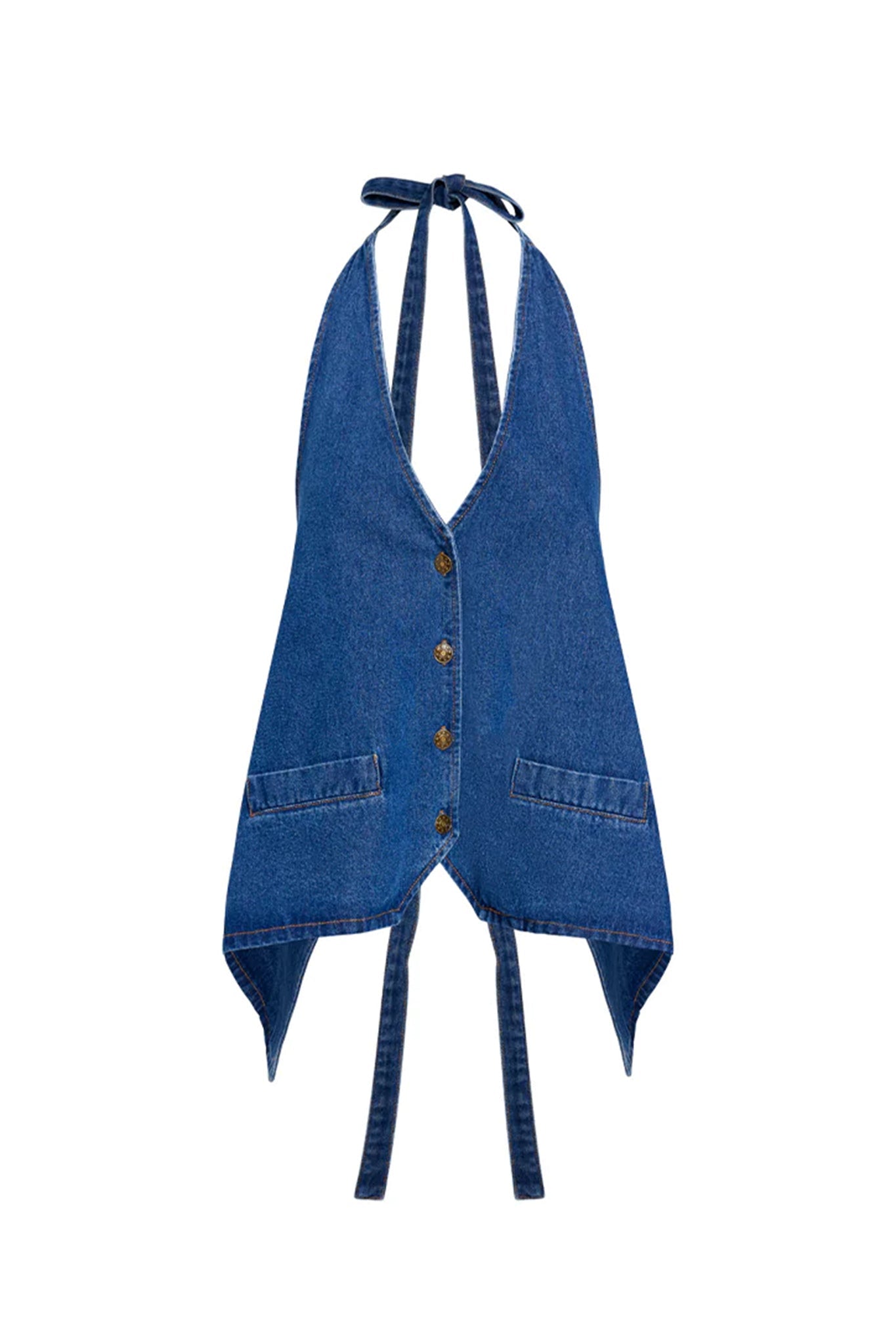 LIONESS Hills Halter Top Dark Denim