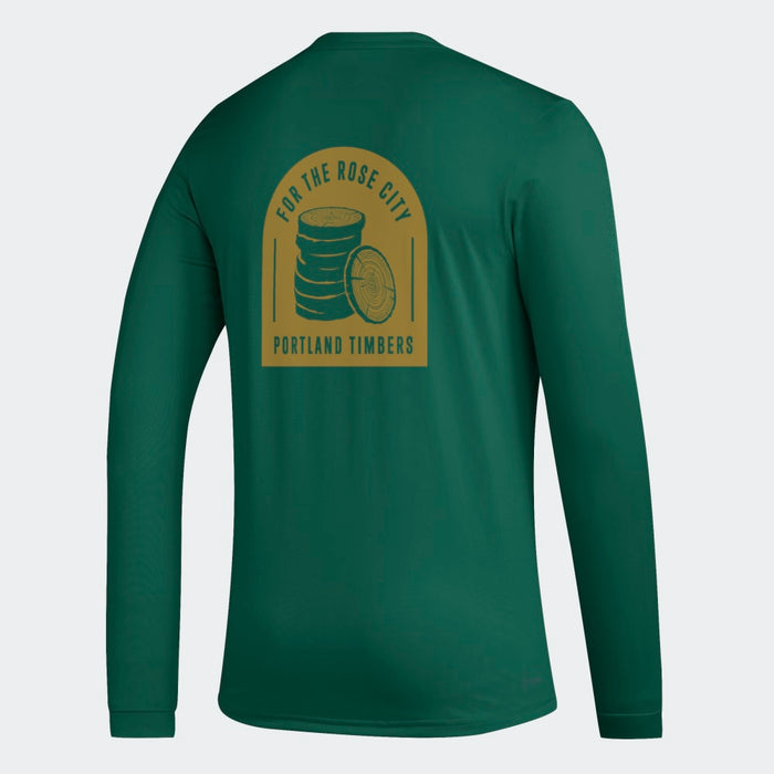 PORTLAND TIMBERS FC MEN'S LONG SLEEVE PLAID SCRIPT TEE