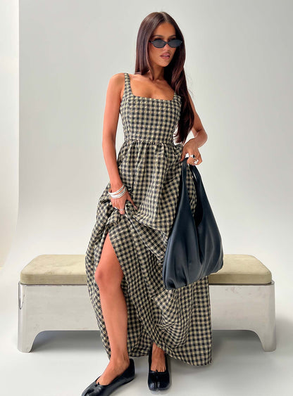 Cartmel Check Maxi Dress Black / Cream Tall