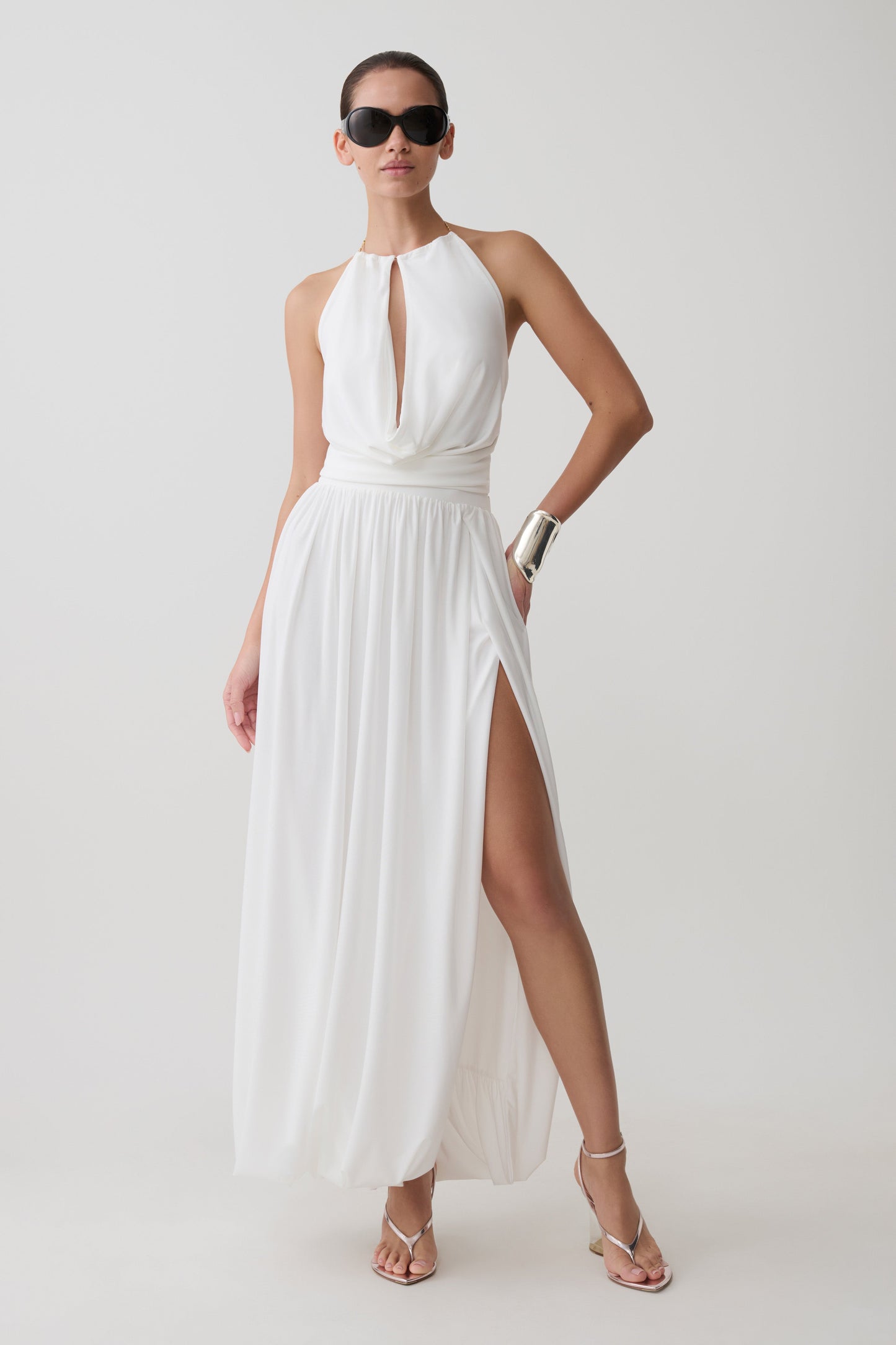 Banks Bubble Hem Midi Skirt - White