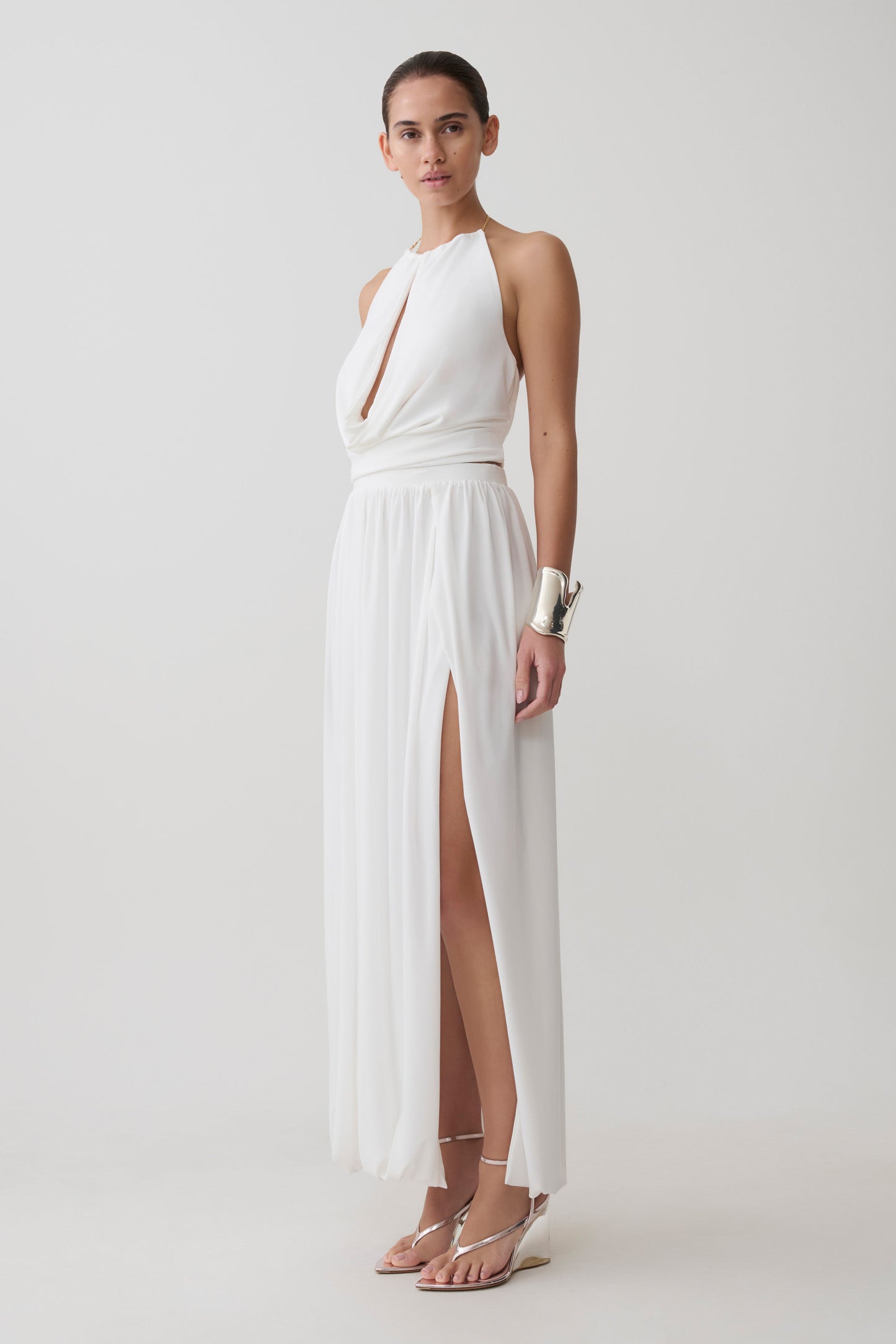 Banks Bubble Hem Midi Skirt - White