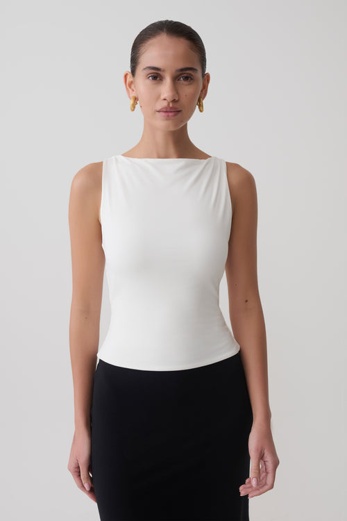 Nicolette Sleeveless Tank Top - White