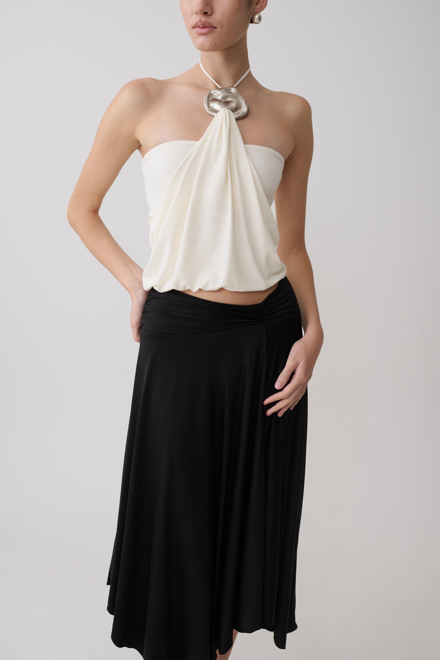 Sade Halter Top With Hardware - Ivory