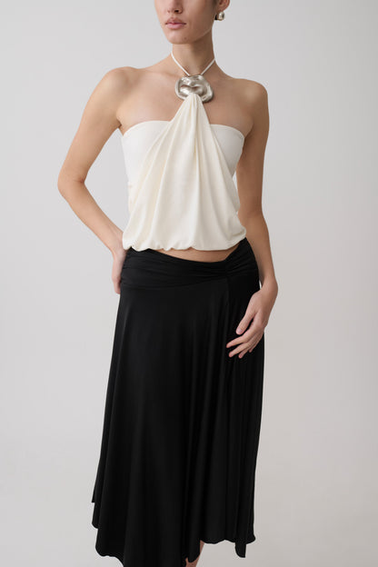 Luu Slinky Midi Skirt - Black