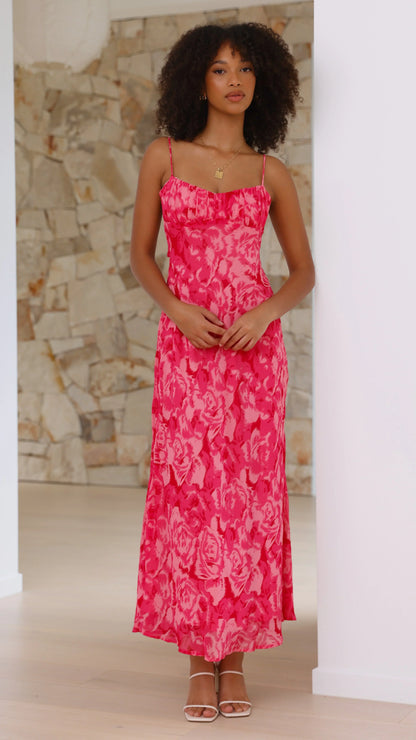 Margie Midi Dress - Pink Floral