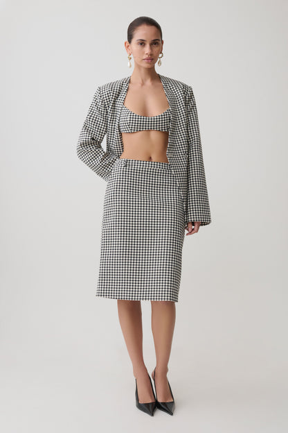 Darcie Drop Shoulder Suiting Blazer - Houndstooth