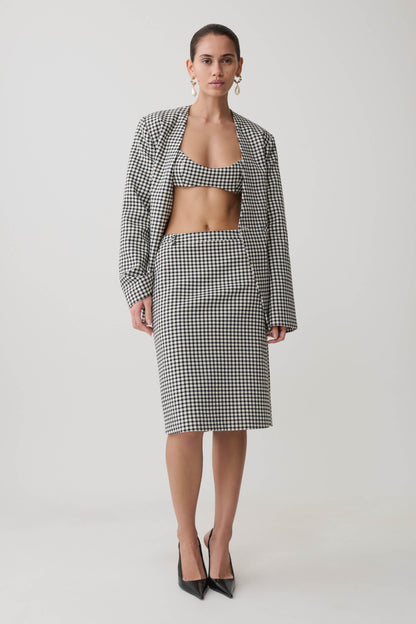 Amelie Tweed Midi Skirt - Houndstooth