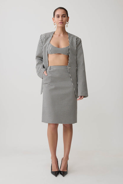 Darcie Drop Shoulder Suiting Blazer - Houndstooth