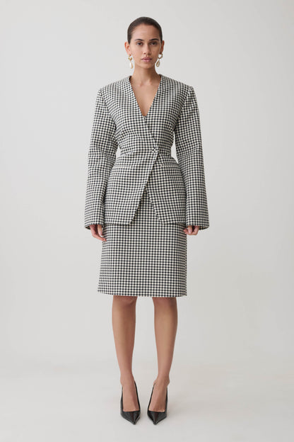 Amelie Tweed Midi Skirt - Houndstooth
