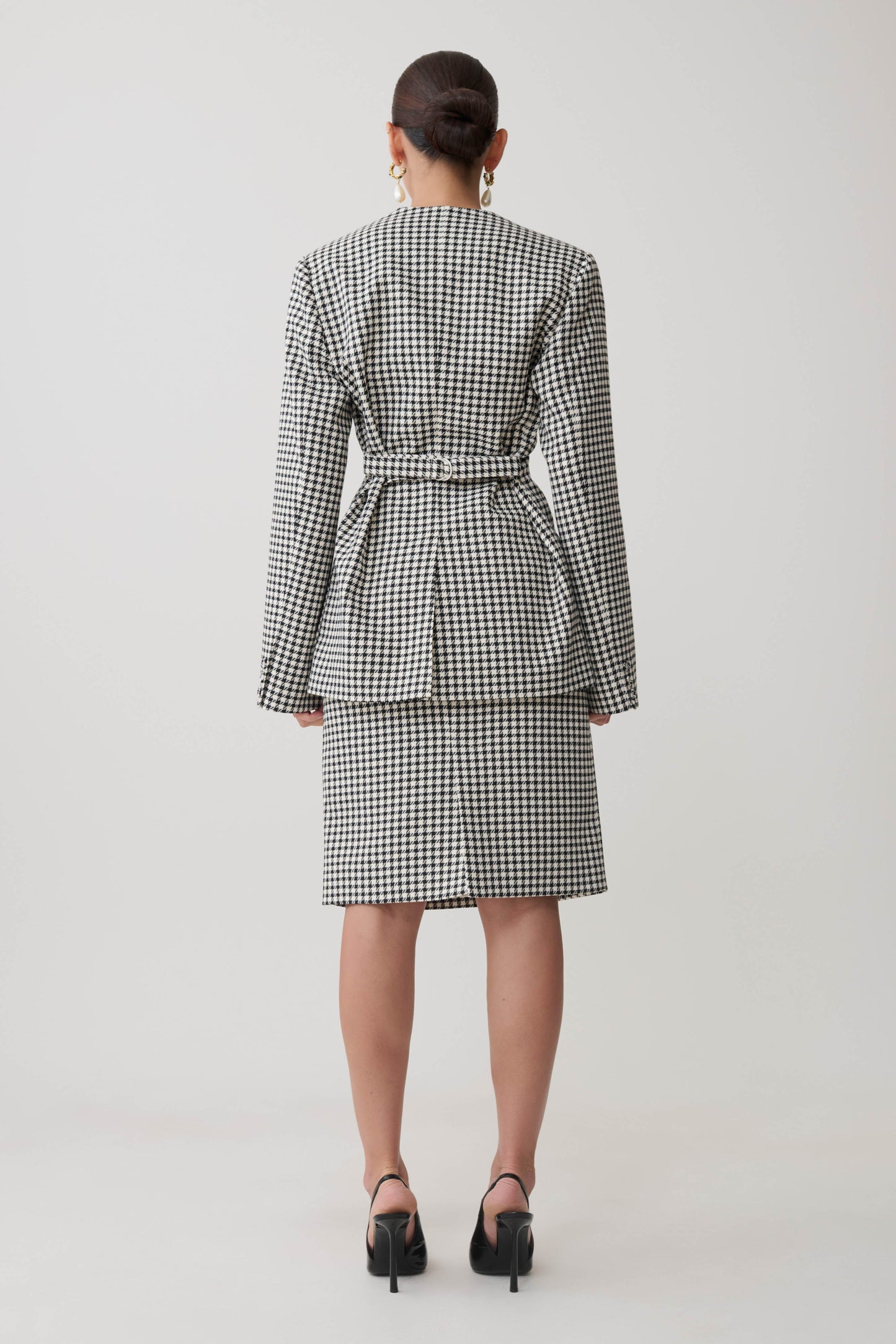 Amelie Tweed Midi Skirt - Houndstooth