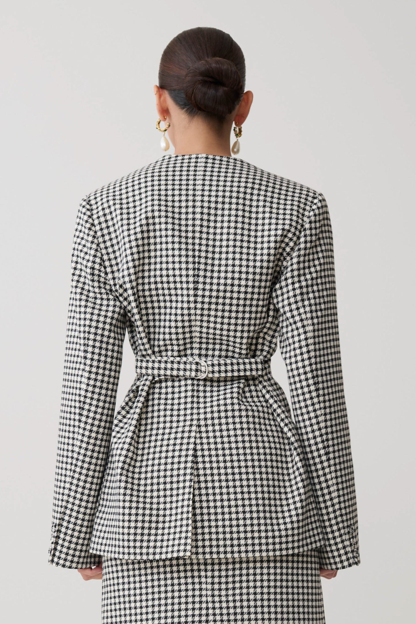Darcie Drop Shoulder Suiting Blazer - Houndstooth