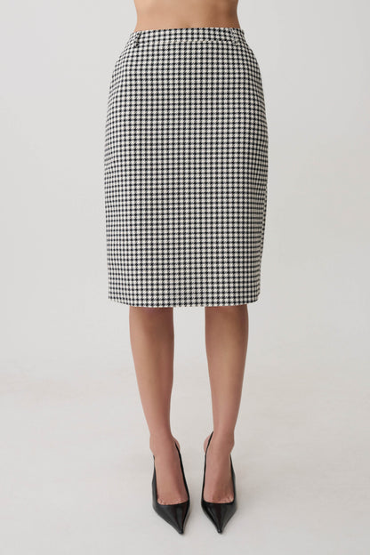 Amelie Tweed Midi Skirt - Houndstooth