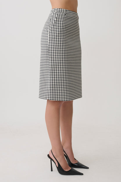 Amelie Tweed Midi Skirt - Houndstooth