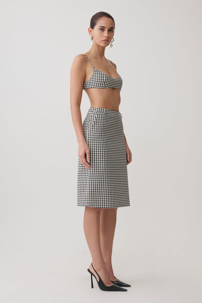 Amelie Tweed Midi Skirt - Houndstooth