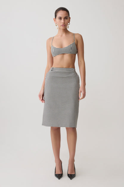 Amelie Tweed Midi Skirt - Houndstooth
