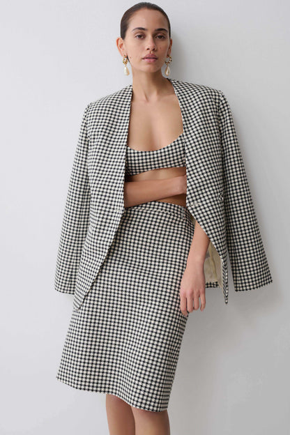 Darcie Drop Shoulder Suiting Blazer - Houndstooth