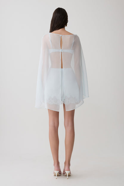 Nina Lace And Satin Mini Skirt - Ice Blue
