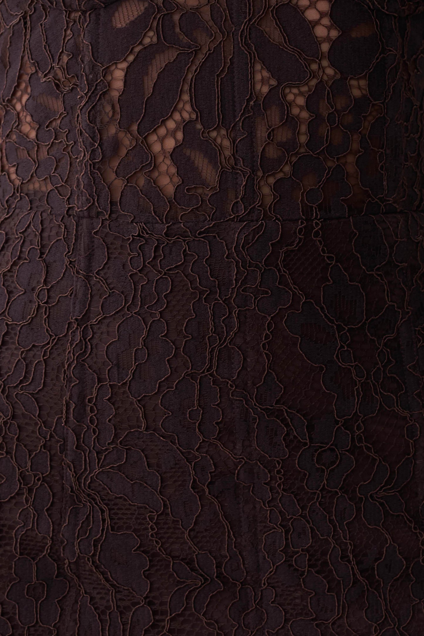 Ottilie Lace And Mesh Midi Dress - Dark Chocolate