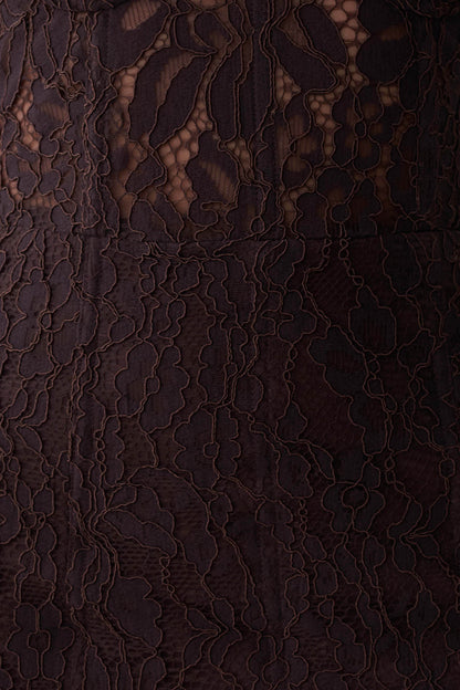 Ottilie Lace And Mesh Midi Dress - Dark Chocolate