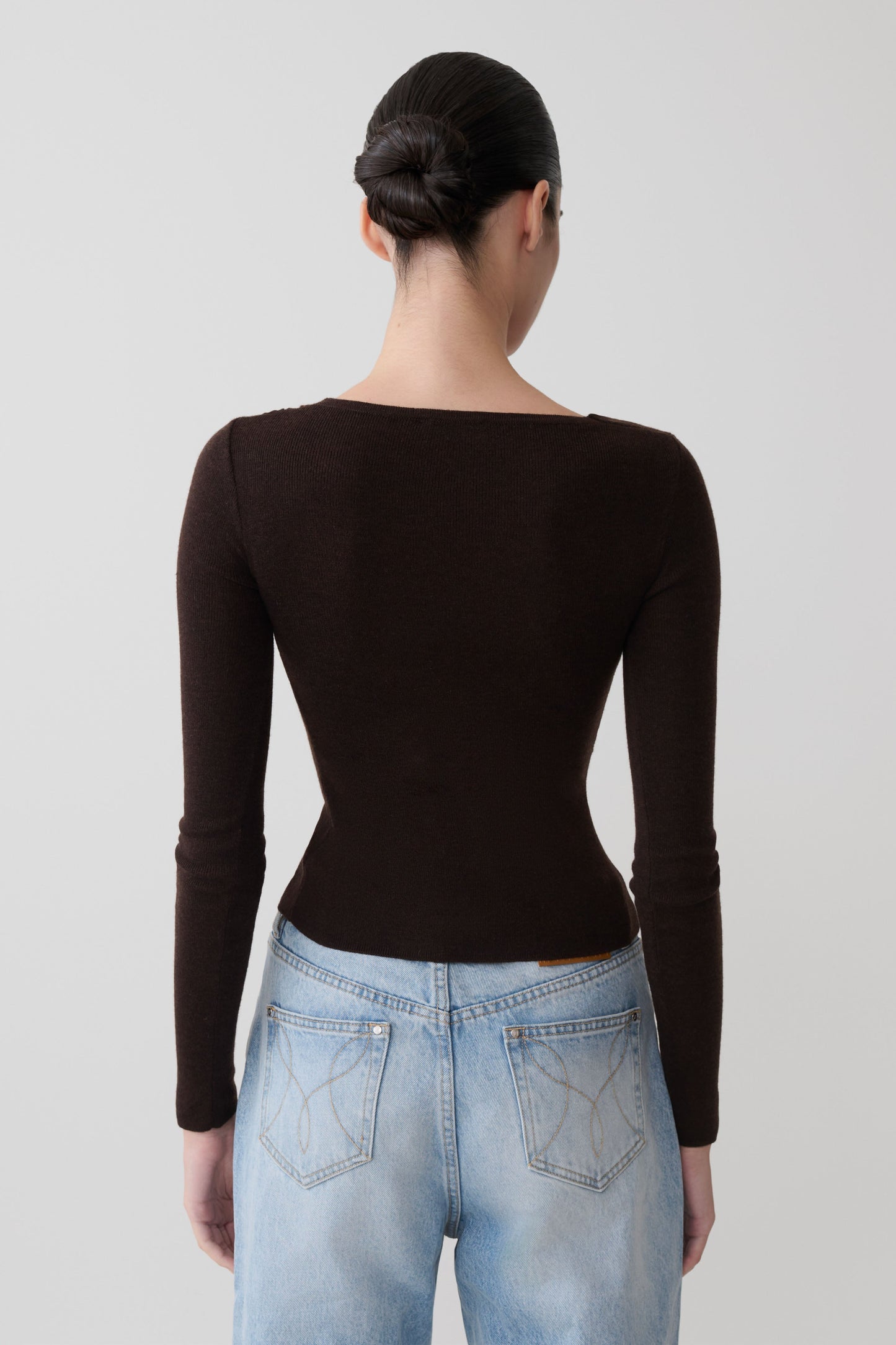 Culver Draped Twist Knit Top - Chocolate