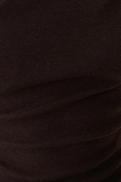 Culver Draped Twist Knit Top - Chocolate