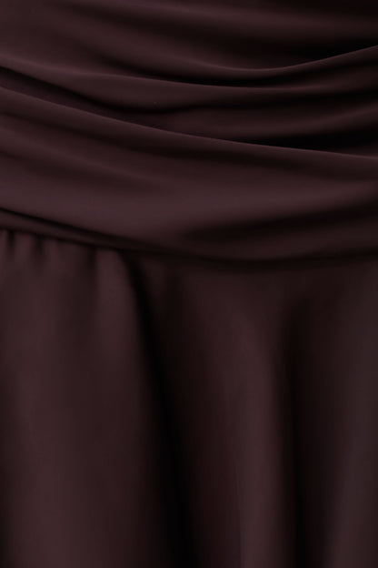 Poppy Satin Halter Mini Dress - Chocolate