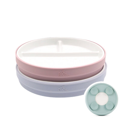 7.8"/20cm Porcelain White Divided Plates with Silicone Suction Sleeves