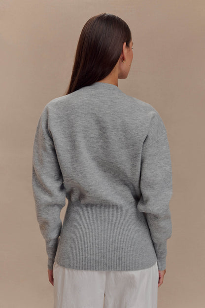 Alexia Buttoned Oversized Cardigan - Grey Marle