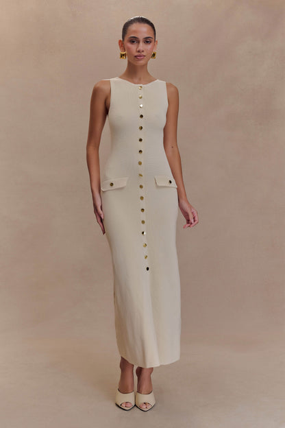 Sawyer Sleeveless Buttoned Maxi Dress - Ivory
