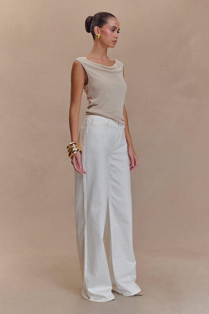 Caitlin Mid Rise Denim Jeans - White