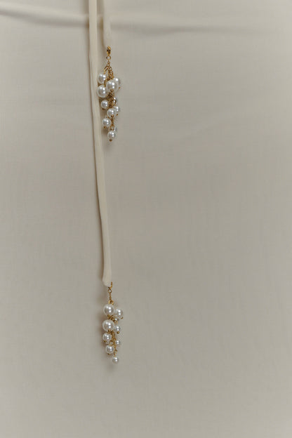 Beryl Slinky Maxi Dress With Pearls - Ivory