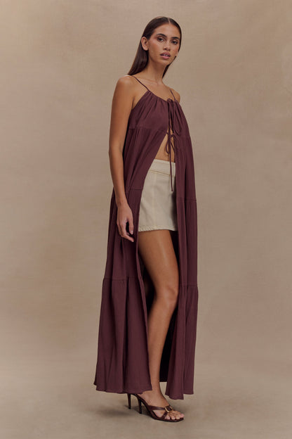 Lenny Front Tie Top - Chocolate
