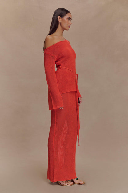 Reagan Off Shoulder Knit Top - Orange