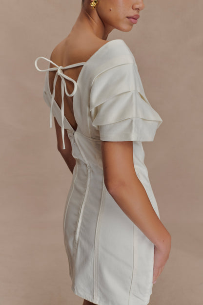 Pascale Off Shoulder Denim Mini Dress - White