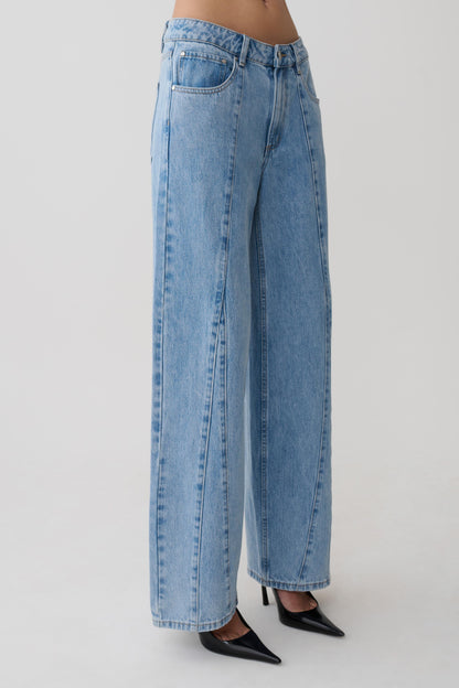 Roy Mid Rise Wide Leg Denim Jeans - Classic Blue
