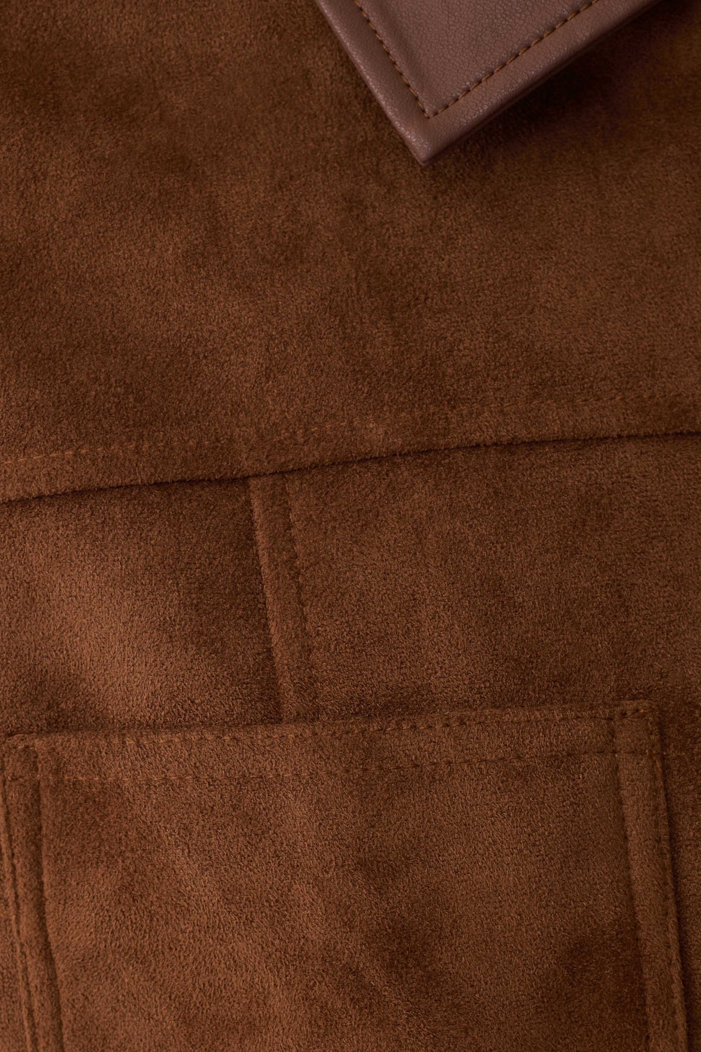 Remy Faux Suede & Leather Collared Jacket - Tan
