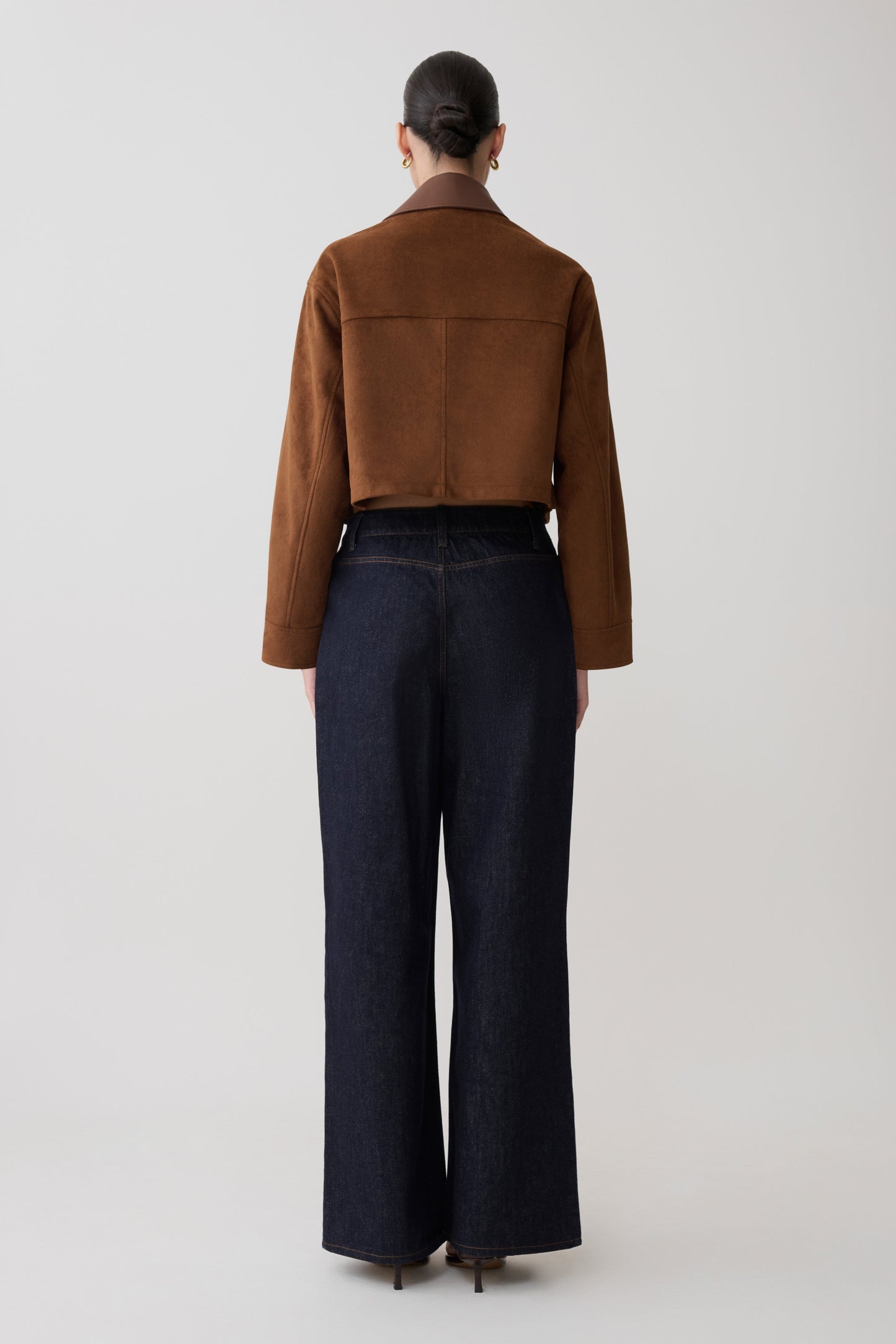 Remy Faux Suede & Leather Collared Jacket - Tan