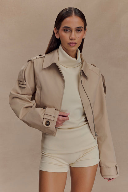 Frank Cropped Collared Jacket - Camel