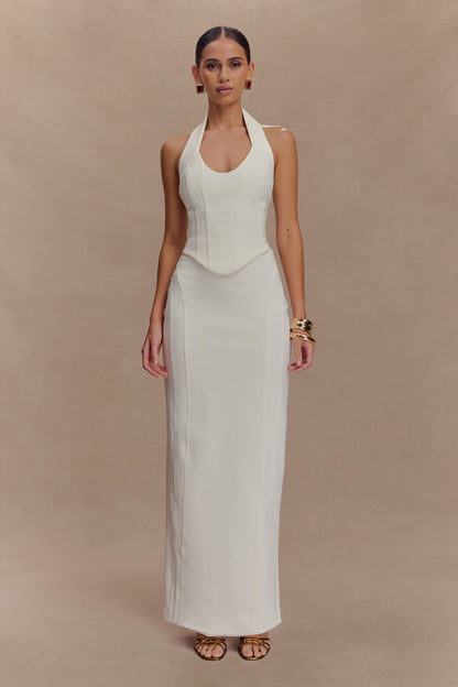Alma High Waist Maxi Skirt - White