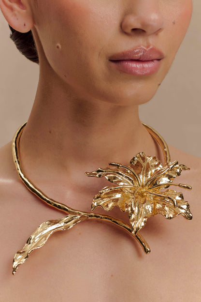 Allona Floral Choker - Gold