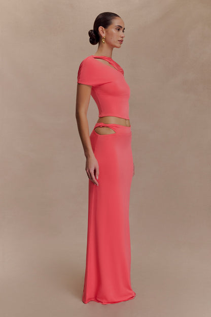 Haven Slinky Twist Midi Skirt - Coral