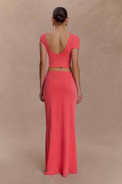 Haven Slinky Twist Midi Skirt - Coral