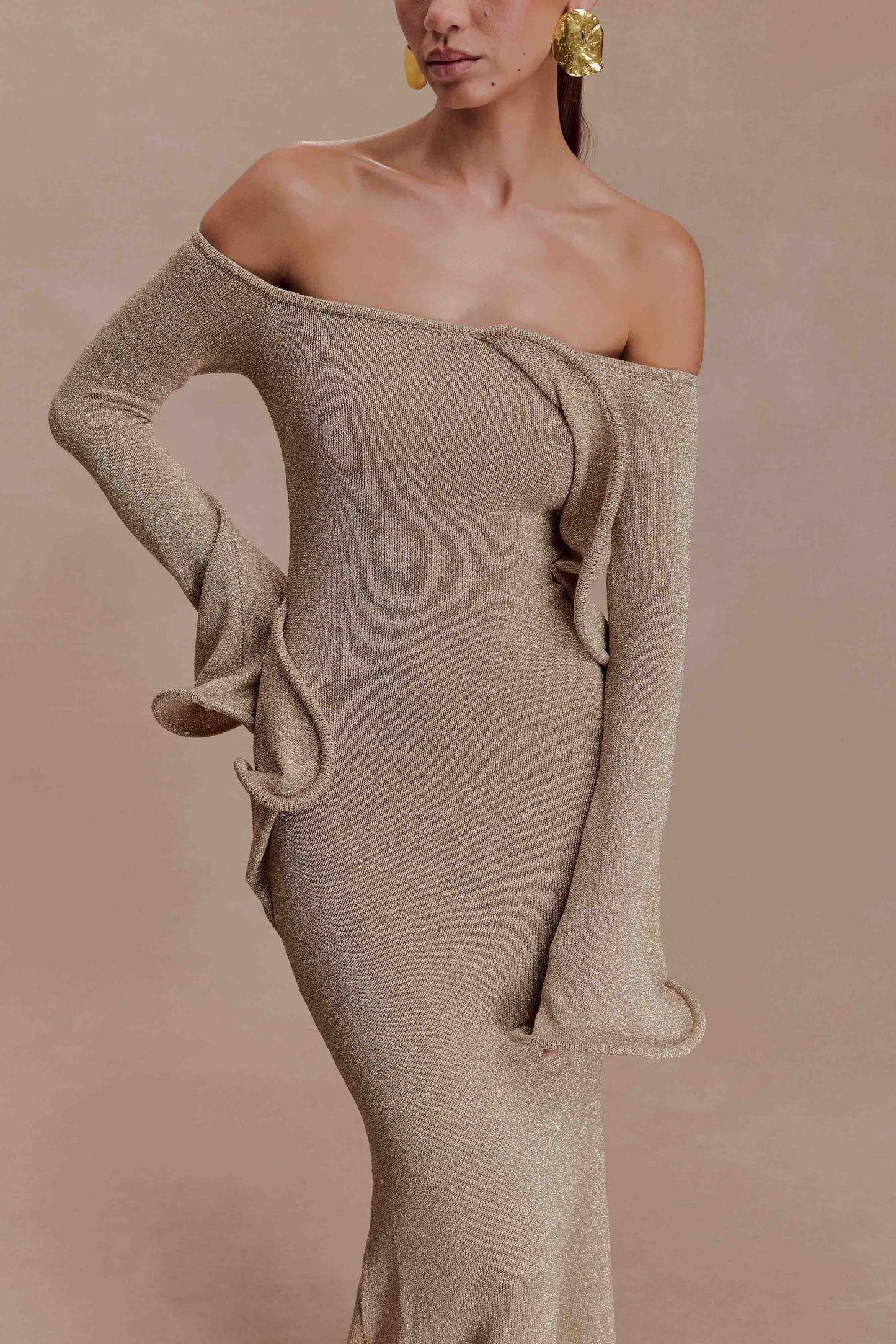 Sandrine Lurex Knit Maxi Dress - Gold