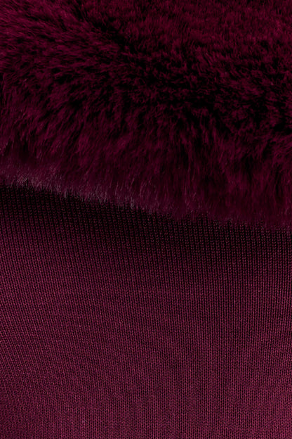 Karleigh Faux Fur Knit Maxi Dress - Plum
