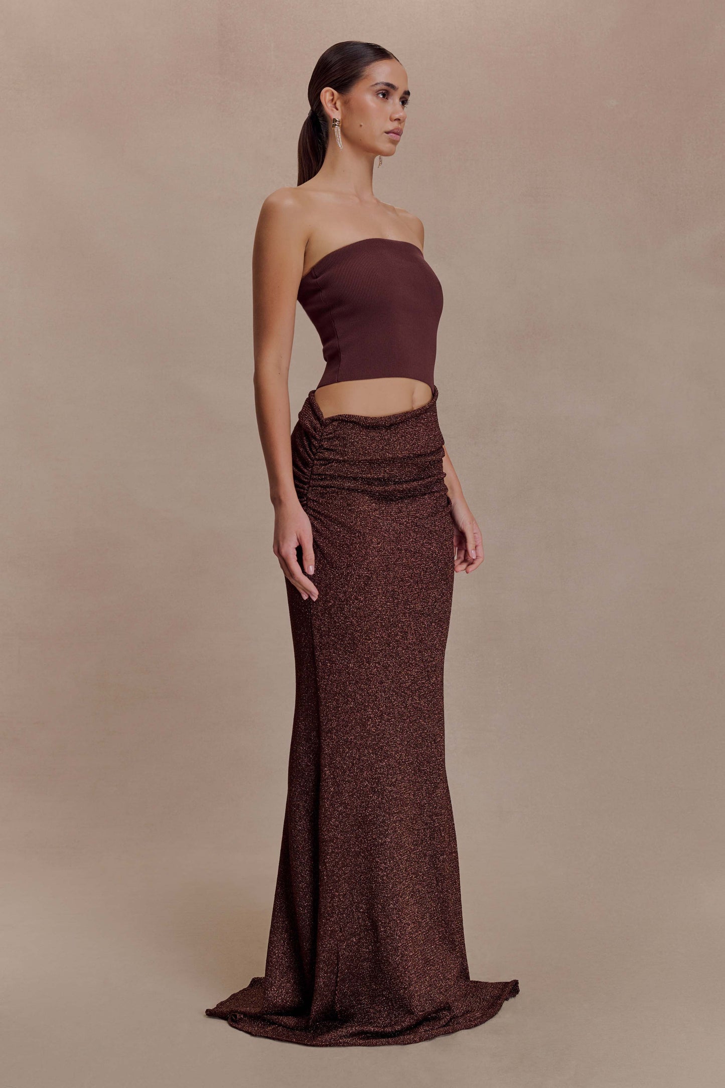 Jasiel Strapless Knit Maxi Dress - Chocolate