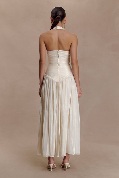 Makena Gathered Midi Skirt - Opal White